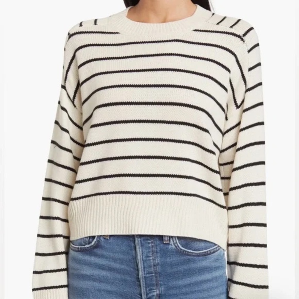 Striped Crew Neck Plus Size Sweater - FREE shipping